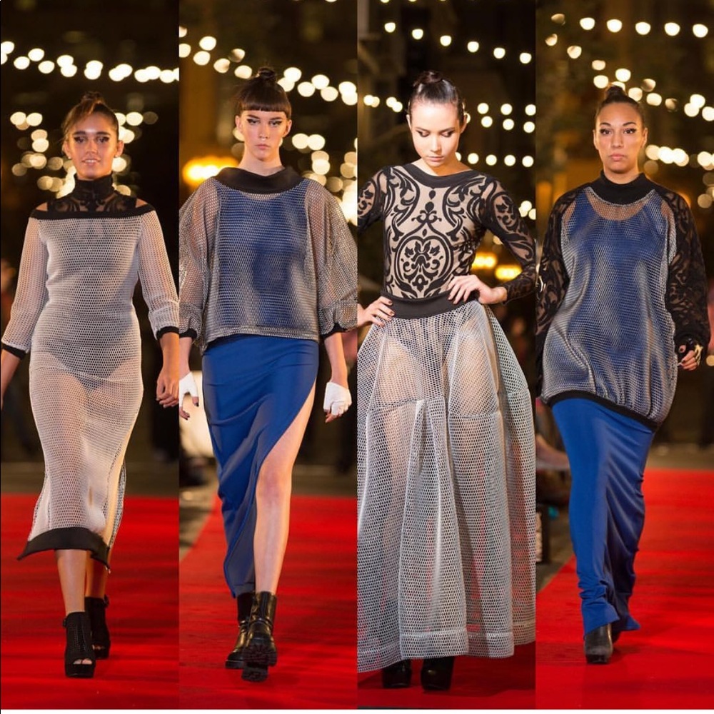 NWT blue neoprene mermaid dress from the runway